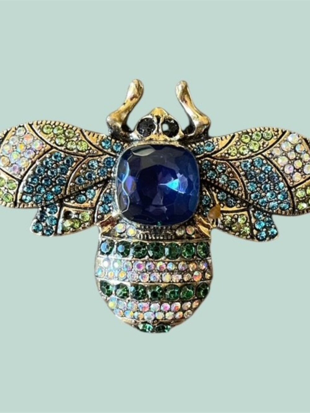 Exquisite Vintage Large Bee Brooch Colorful Tiny Rhinestone Crystals - Picture 2 of 5